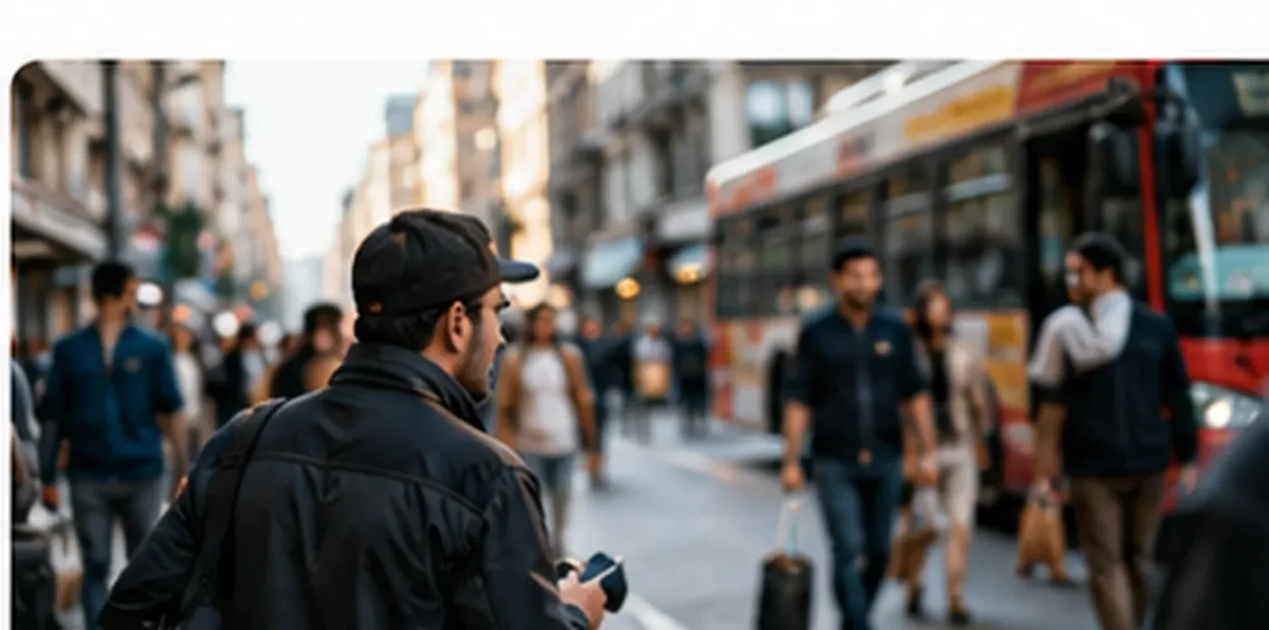عکاس خیابانی در حال مشاهده محیط و انتظار برای لحظه مناسب