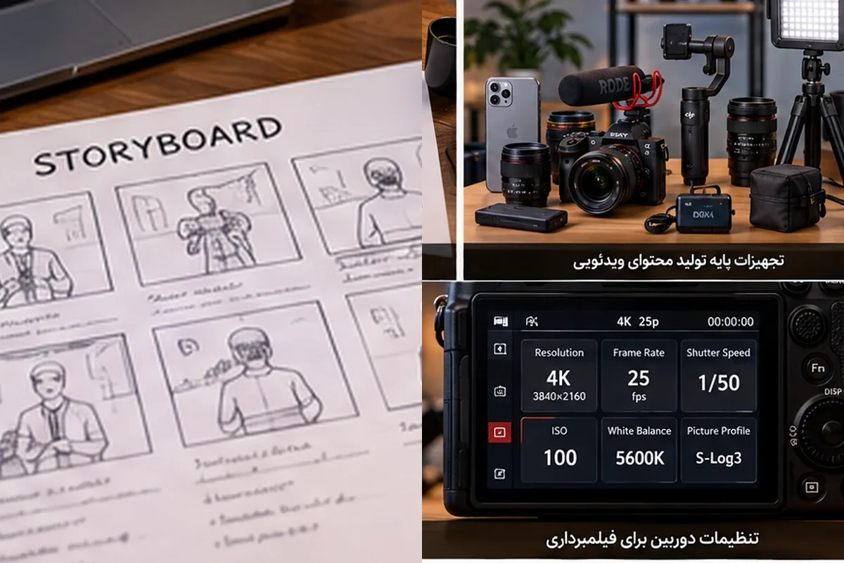 استوری‌بورد، تجهیزات و تنظیمات دوربین برای تولید محتوای ویدئویی